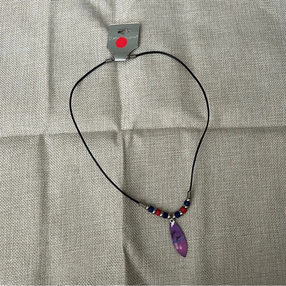 NWT Purple Surfboard 90's Red Blue Bead Necklace - Picture 1 of 2